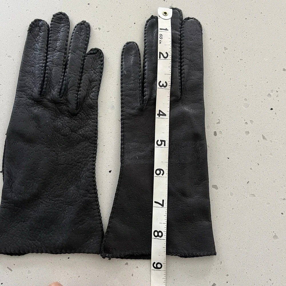 Vintage 50s 60s Genuine Deerskin Leather Gloves set White Black size 6 / 6.5